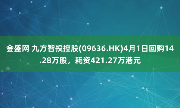 金盛网 九方智投控股(09636.HK)4月1日回购14.28万股，耗资421.27万港元